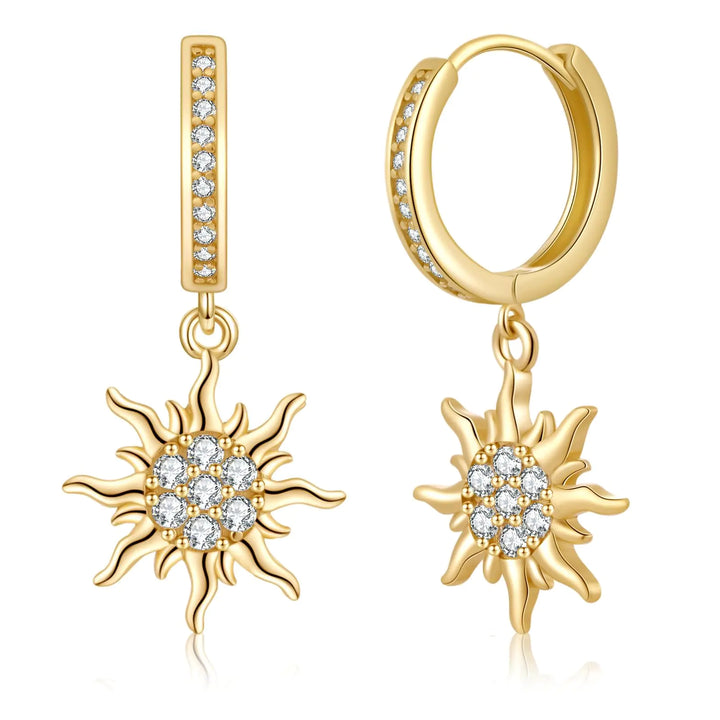 ToHeart Gold Sun Earrings for Women Sun Dangle Earrings Cubic Zirconia Earrings