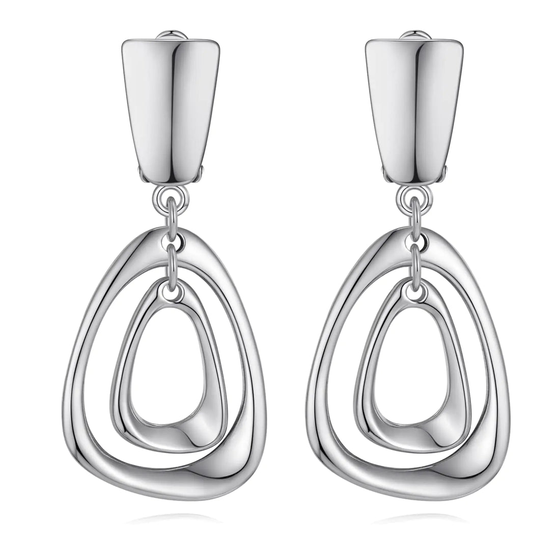 Silver Geometry Drop Clip On Earrings for Women Clip Earrings Fashion Earrings